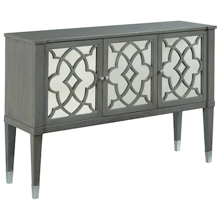 3 Door Sofa Table with Pattern Over Glass
